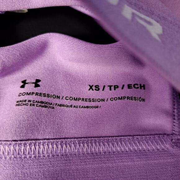 Under Armour Sports Bra XS Purple Criss Cross Back‎ Logo Band Flawed - Picture 3 of 5